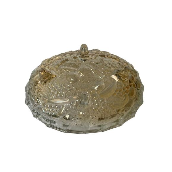 VTG RETRO MCM Large Footed Fruit Bowl Indiana Glass yellow Harvest DECOR ART - Picture 2 of 5